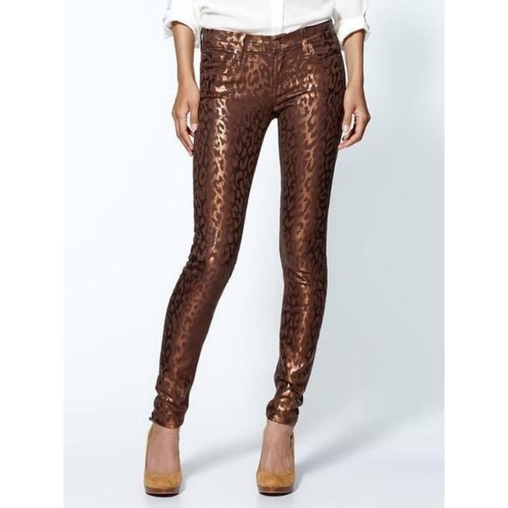 7 For All Mankind Copper Cheetah Skinny Jeans